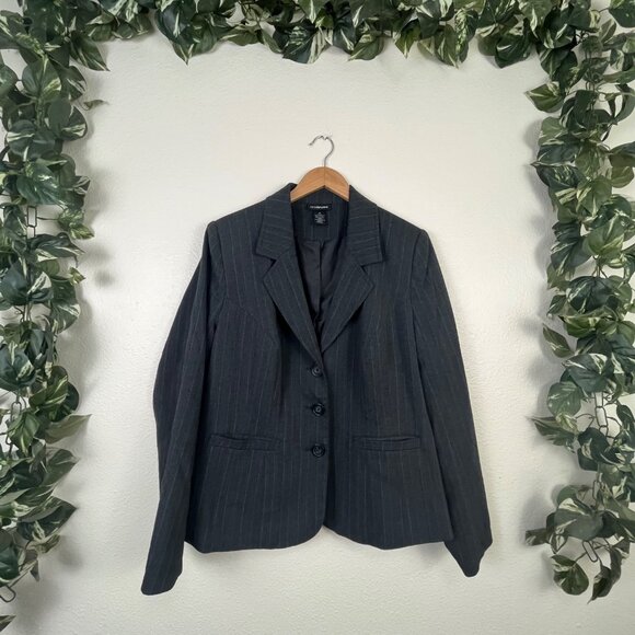 Lane Bryant Front Button Collared Stripe Blazer Black Women’s Size 18 - Picture 1 of 7